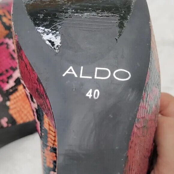 Vintage leather Red Snake Print Platforms - Picture 7 of 8